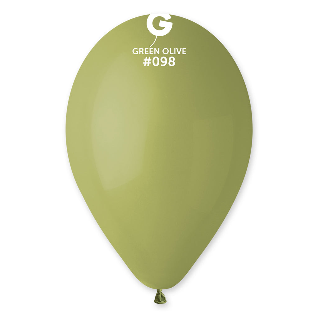 12" Gemar Latex Balloons (Bag of 50) Standard Green Olive
