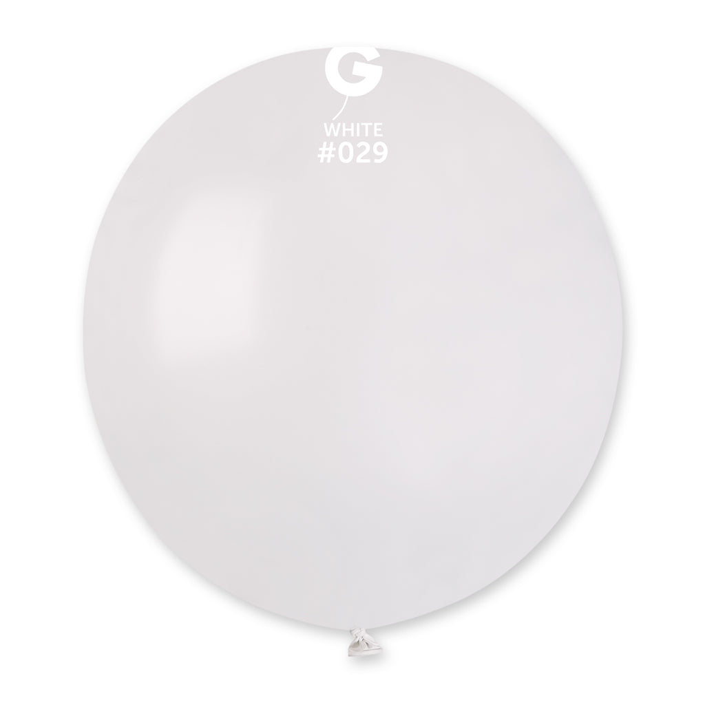 19" Gemar Latex Balloons (Bag of 25) Metallic Metallic White