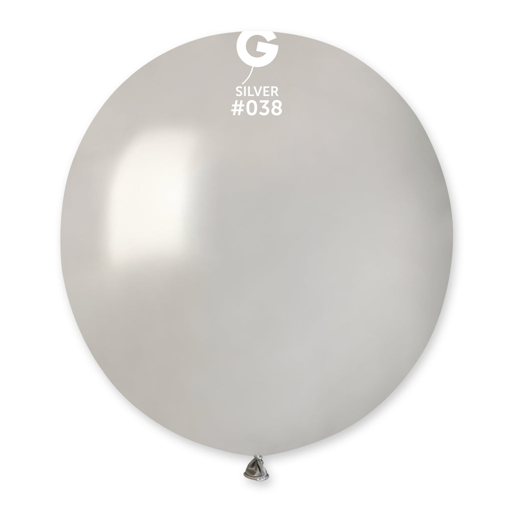 19" Gemar Latex Balloons (Bag of 25) Metallic Silver