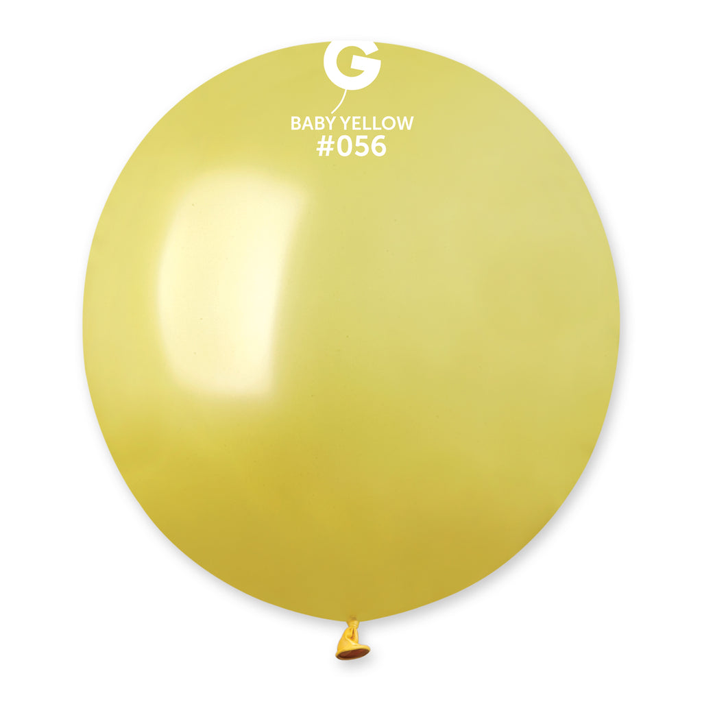 19" Gemar Latex Balloons (Bag of 25) Metallic Metallic Baby Yellow