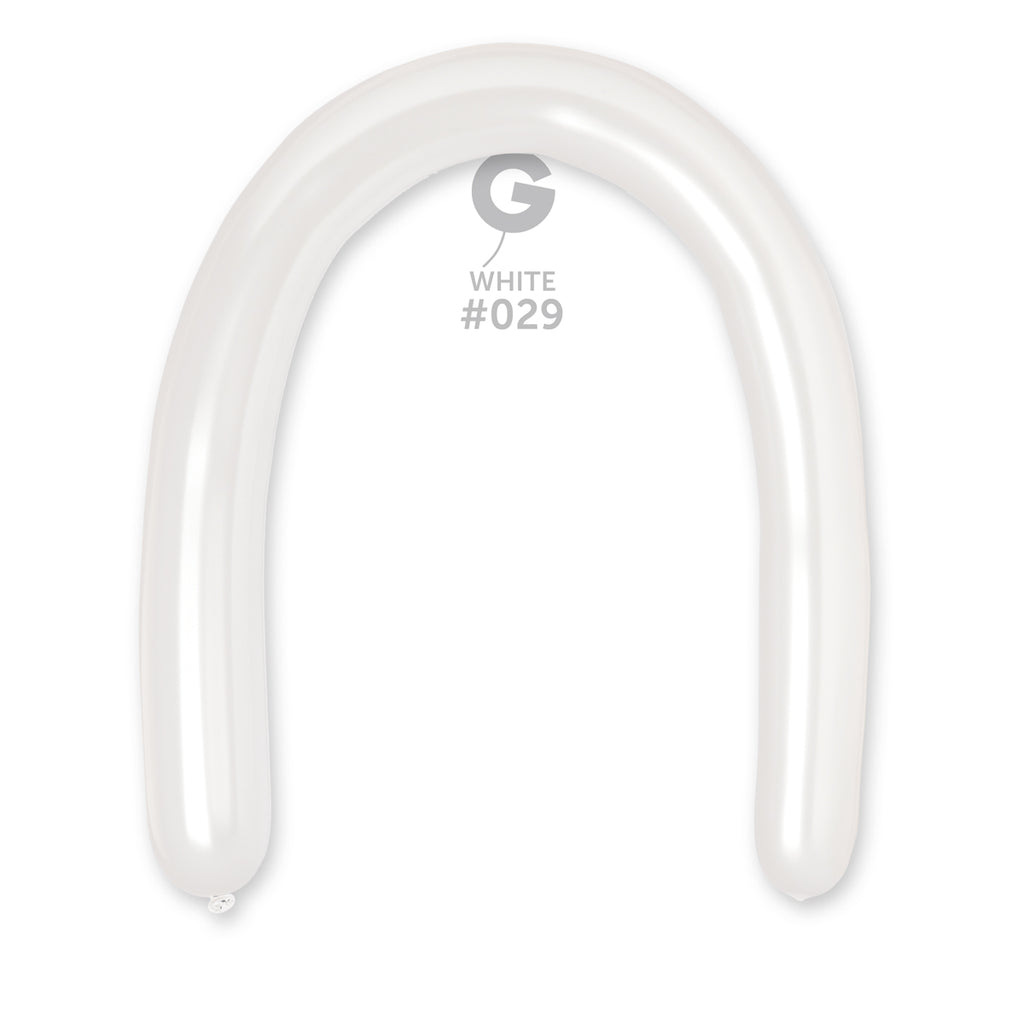 360G Gemar Latex Balloons (Bag of 50) Metallic Modelling/Twisting White