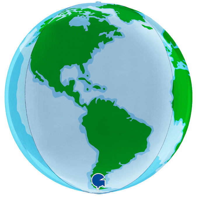 15" (22" Deflated) Globe Earth 4D Foil Balloon