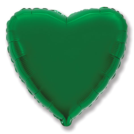 Uninflated 18" Metallic Green Heart Foil Balloon Brand Name Flexmetal Balloon Manufacturing Company of Spain