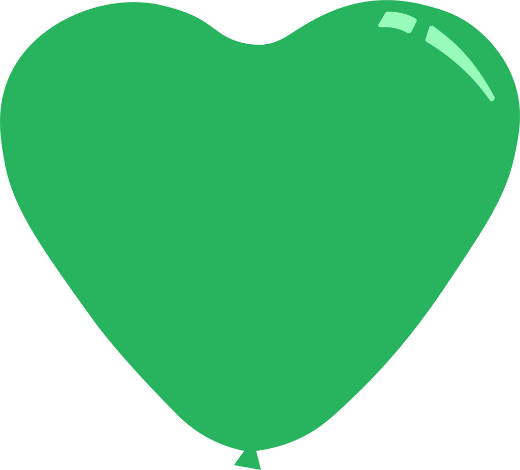 7" Standard Green Decomex Heart Shaped Latex Balloons (100 Per Bag)