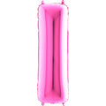 40" Foil Shape Megaloon Balloon Letter I Fuschia