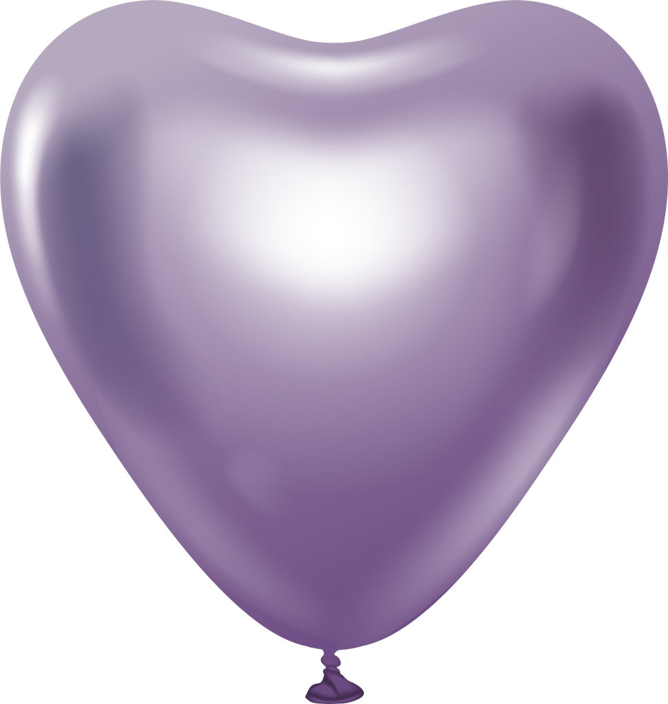 12" Kalisan Latex Heart Balloons Mirror Violet (50 Per Bag)