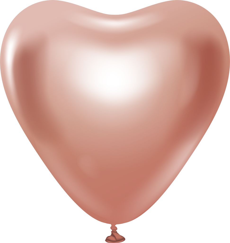 12" Kalisan Latex Heart Balloons Mirror Rose Gold (50 Per Bag)