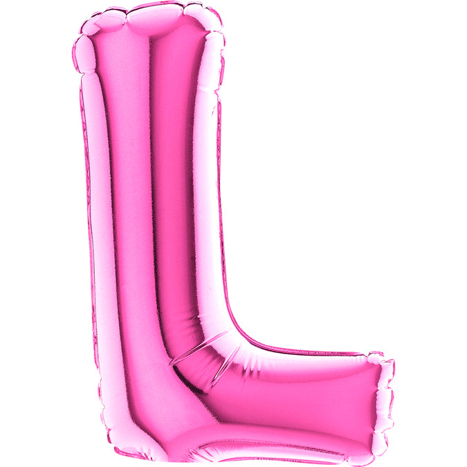 7" Airfill Only (requires heat sealing) Letter L Fuschia Foil Balloon