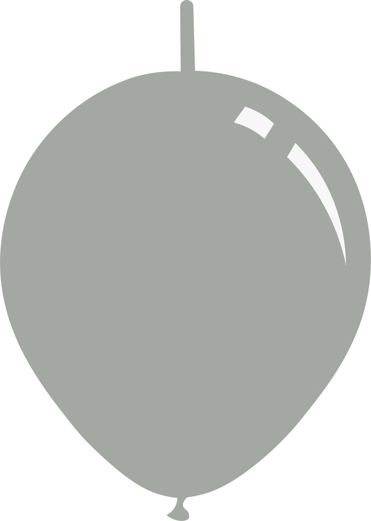 6" Metallic Silver Decomex Linking Latex Balloons (100 Per Bag)