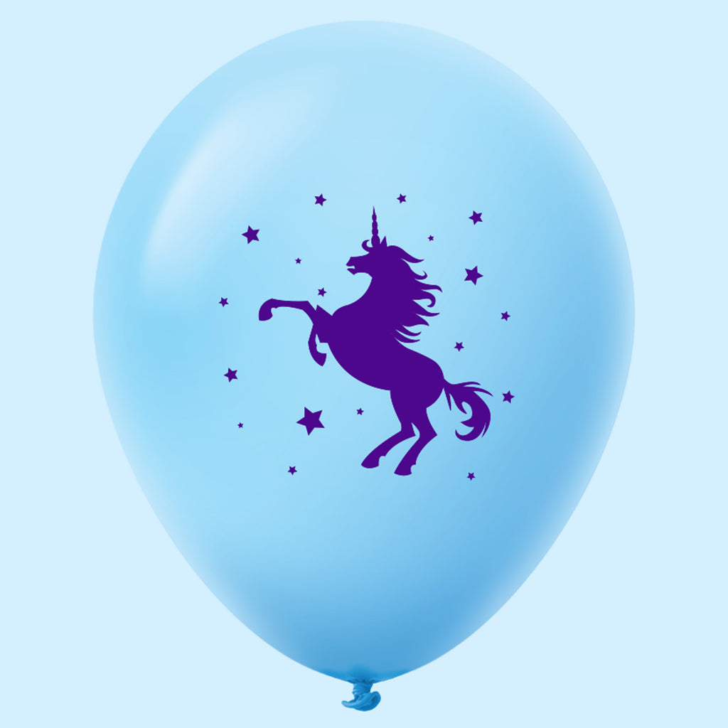 11" Unicorn Latex Balloons (25 Count) Pastel Blue