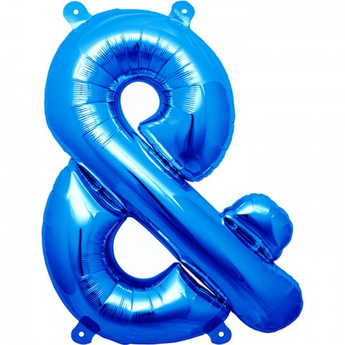 16" Airfill Only Ampersand - Blue Foil Balloon