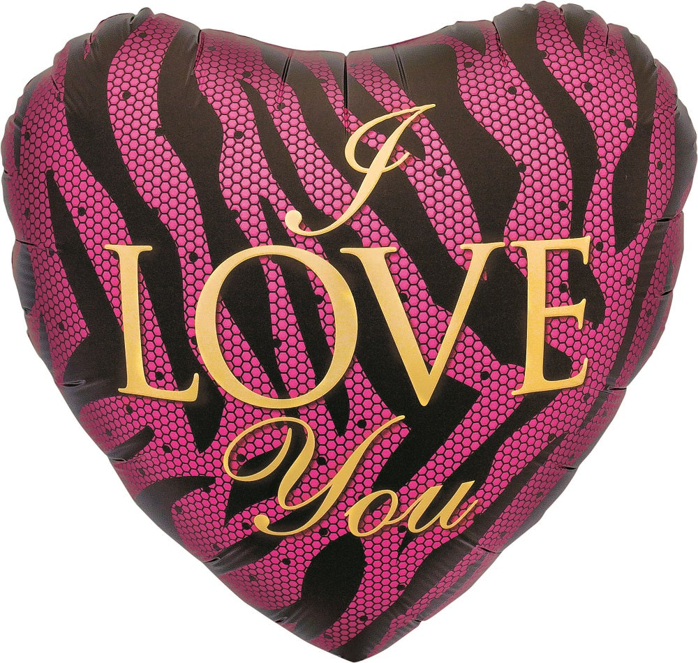 18" I Love You Zebra Heart Foil Balloon