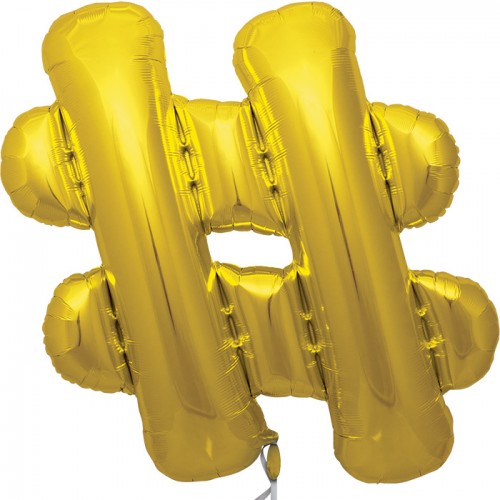 34" Northstar Brand Hashtag - Gold Foil Balloon
