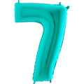 40" Foil Shape Megaloon Balloon Number 7 Tiffany Blue