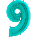 40" Foil Shape Megaloon Balloon Number 9 Tiffany Blue