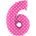 40" Foil Shape Balloon Number 6 Baby Pink Dots