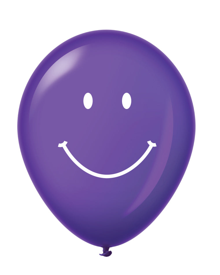 11" Smiley Face Latex Balloons (25 Count) Purple