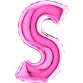 7" Airfill Only (requires heat sealing) Letter S Fuschia Foil Balloon