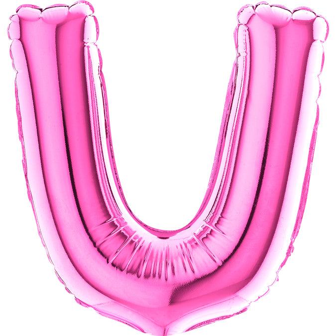 7" Airfill Only (requires heat sealing) Letter U Fuschia Foil Balloon