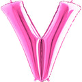 40" Foil Shape Megaloon Balloon Letter V Fuschia