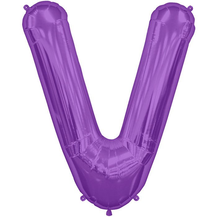 34" Northstar Brand Packaged Letter V - Purple Foil Balloon