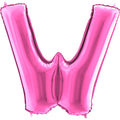 40" Foil Shape Megaloon Balloon Letter W Fuschia