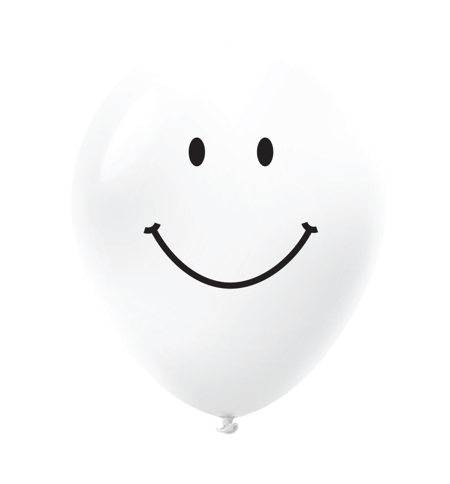 11" Smiley Face Latex Balloons (25 Count) White