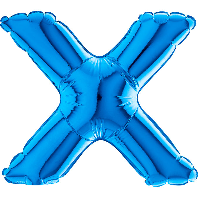 7" Airfill Only (requires heat sealing) Letter X Blue Foil Balloon