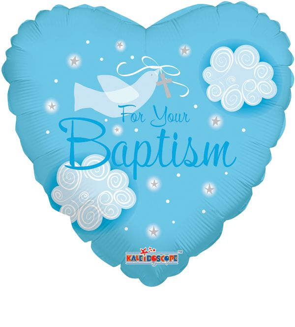 18" For Your Baptism Heart Mylar Balloon