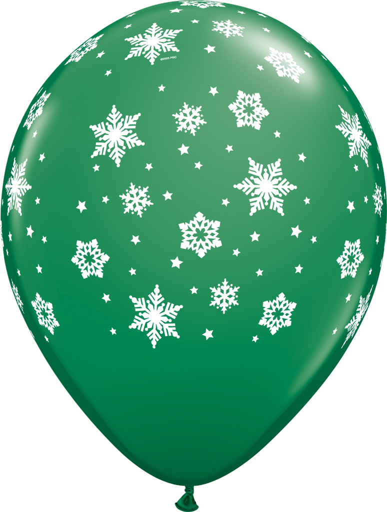 11" Qualatex Latex Balloons Snowflakes Green (50 Count)