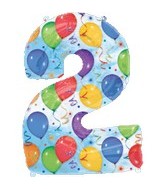 34" Anagram Brand Streamers Number 2 Balloon
