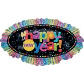 31" Happy New Year Holographic Ruffle Balloon