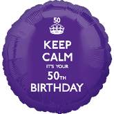 18" Keep Calm 50th Birthday Balloon