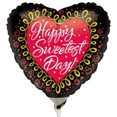 9" Airfill Only Happy Sweetest Day Heart Black Balloon