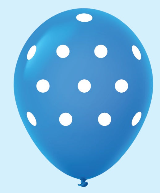 11" Polka Dots Latex Balloons (25 Count) Blue