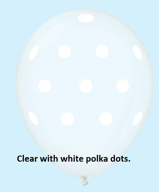 11" Polka Dots Latex Balloons (25 Count) Clear