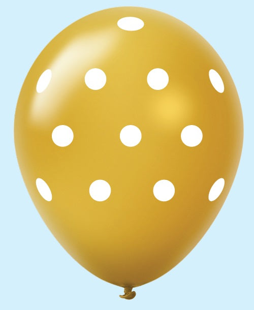 11" Polka Dots Latex Balloons (25 Count) Gold