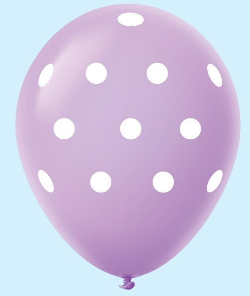11" Polka Dots Latex Balloons (25 Count) Lavender