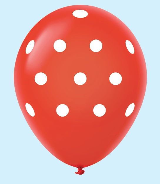 11" Polka Dots Latex Balloons (25 Count) Red